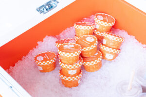 Ice cream cups on ice provided by the UT Creamery after football practice at Haslam Field on August 12, 2026. Photo by Raffe Lazarian / UTIA